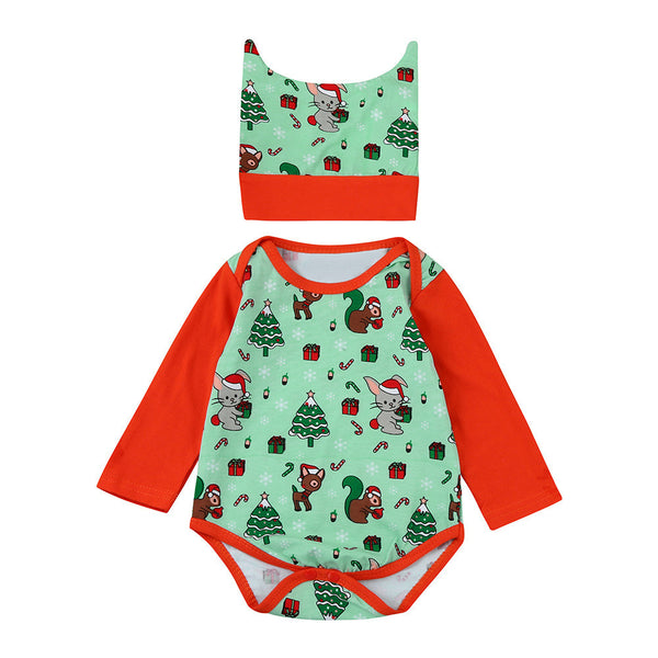 Christmas Long Sleeve Jumpsuit and Hat