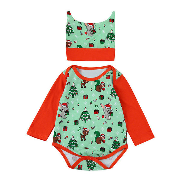 Christmas Long Sleeve Jumpsuit and Hat