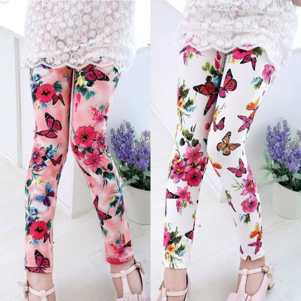 Girls Flower Print Leggings