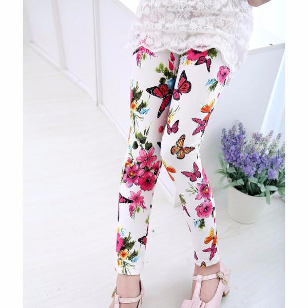 Girls Flower Print Leggings
