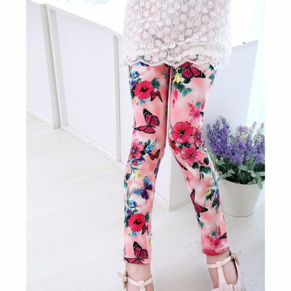 Girls Flower Print Leggings