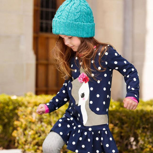 Girls Long Sleeve Deer Dress