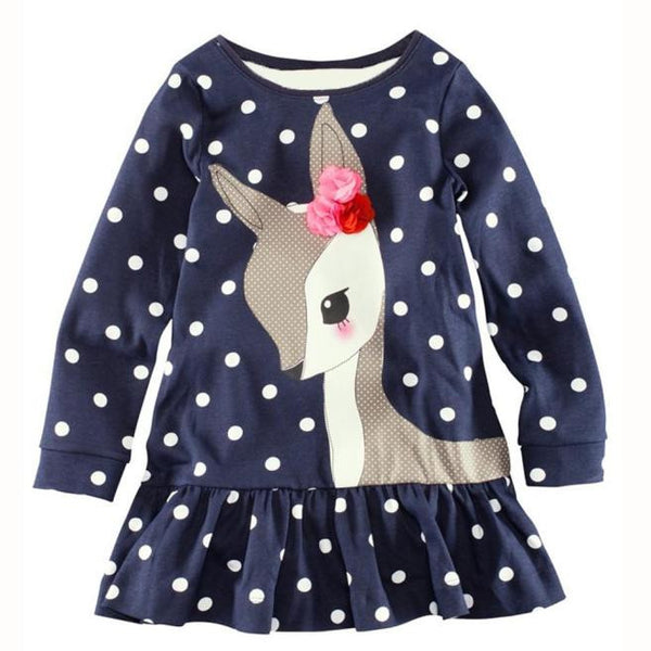 Girls Long Sleeve Deer Dress
