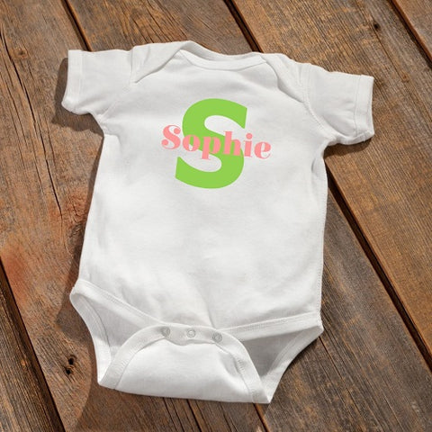 Personalized Baby Onesie - Baby Girl Initial Design