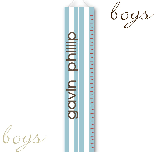 Kids Growth Charts - Personalized Blue Strips Growth Chart