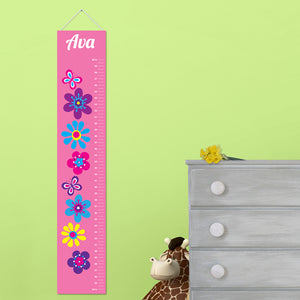 Kids Canvas Height Chart - Frilly Floral