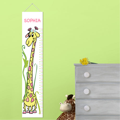 Kids Canvas Height Chart - Girlie Giraffe