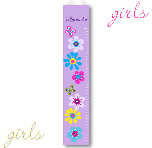 Kids Canvas Height Chart - Lilac Bloom