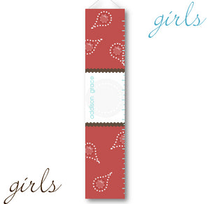 Kids Canvas Height Chart - Red Paisley